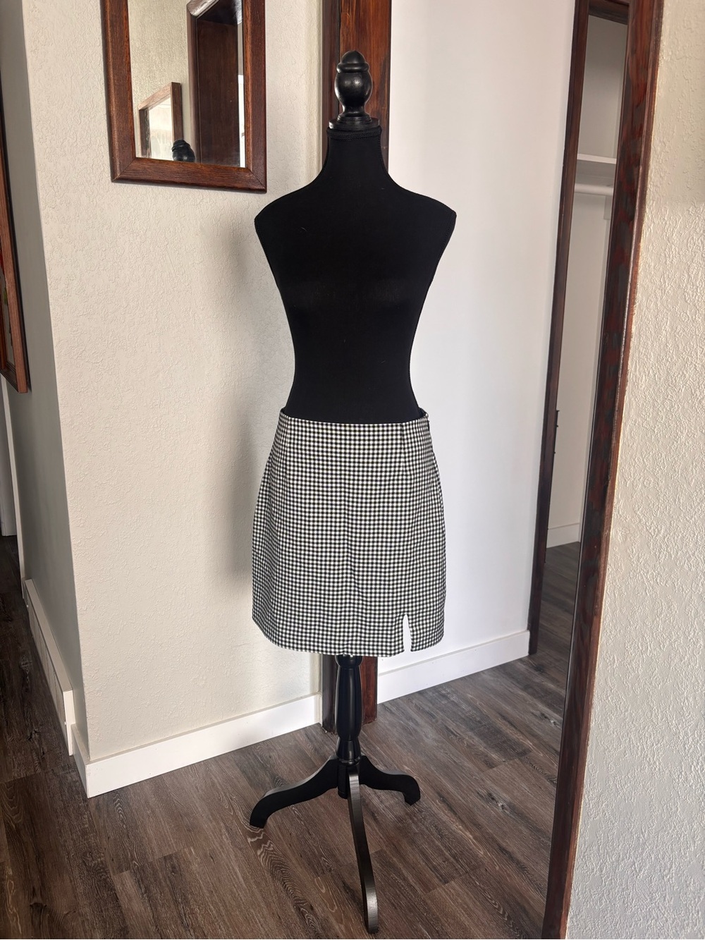 Dynamite Black & White Gingham Mini Skirt - Classic A-Line